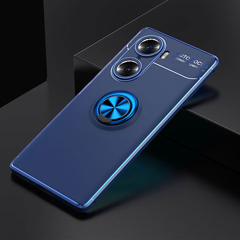 Coque Ultra Fine Silicone Souple Housse Etui avec Support Bague Anneau Aimante Magnetique SD1 pour Huawei Honor 60 Pro 5G Bleu