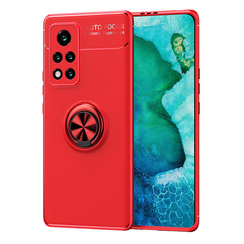 Coque Ultra Fine Silicone Souple Housse Etui avec Support Bague Anneau Aimante Magnetique SD1 pour Huawei Honor V40 5G Rouge