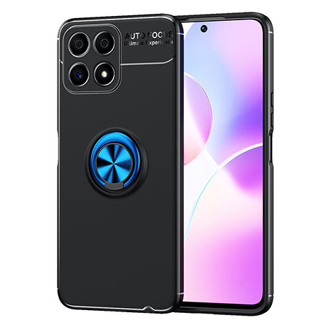 Coque Ultra Fine Silicone Souple Housse Etui avec Support Bague Anneau Aimante Magnetique SD1 pour Huawei Honor X30i Bleu et Noir