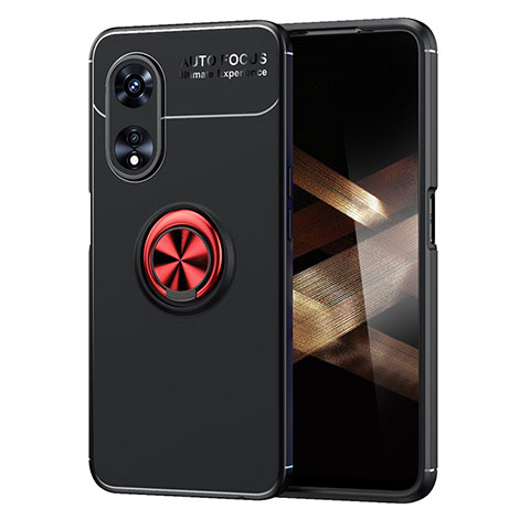 Coque Ultra Fine Silicone Souple Housse Etui avec Support Bague Anneau Aimante Magnetique SD1 pour Huawei Honor X5 Plus Rouge et Noir