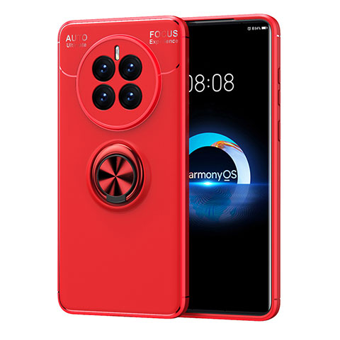 Coque Ultra Fine Silicone Souple Housse Etui avec Support Bague Anneau Aimante Magnetique SD1 pour Huawei Mate 50 Rouge