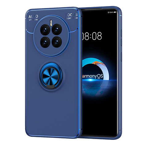 Coque Ultra Fine Silicone Souple Housse Etui avec Support Bague Anneau Aimante Magnetique SD1 pour Huawei Mate 50E Bleu