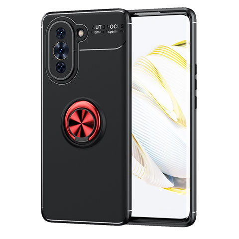 Coque Ultra Fine Silicone Souple Housse Etui avec Support Bague Anneau Aimante Magnetique SD1 pour Huawei Nova 10 Pro Rouge et Noir