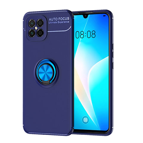 Coque Ultra Fine Silicone Souple Housse Etui avec Support Bague Anneau Aimante Magnetique SD1 pour Huawei Nova 8 SE 4G Bleu