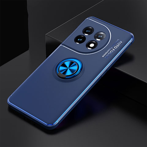 Coque Ultra Fine Silicone Souple Housse Etui avec Support Bague Anneau Aimante Magnetique SD1 pour OnePlus 11 5G Bleu