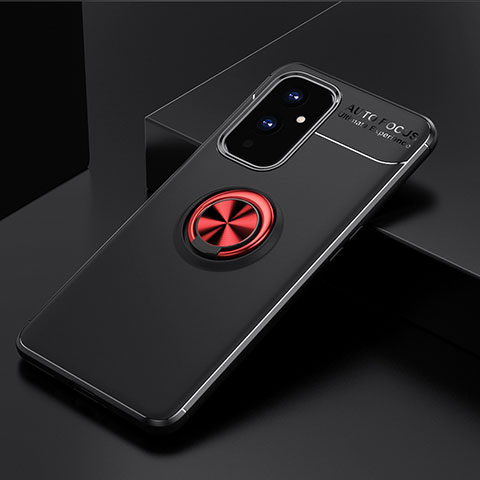 Coque Ultra Fine Silicone Souple Housse Etui avec Support Bague Anneau Aimante Magnetique SD1 pour OnePlus 9 5G Rouge et Noir