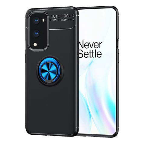 Coque Ultra Fine Silicone Souple Housse Etui avec Support Bague Anneau Aimante Magnetique SD1 pour OnePlus 9 Pro 5G Bleu et Noir