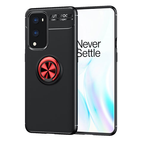 Coque Ultra Fine Silicone Souple Housse Etui avec Support Bague Anneau Aimante Magnetique SD1 pour OnePlus 9 Pro 5G Rouge et Noir