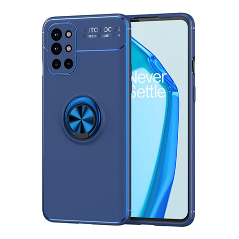 Coque Ultra Fine Silicone Souple Housse Etui avec Support Bague Anneau Aimante Magnetique SD1 pour OnePlus 9R 5G Bleu