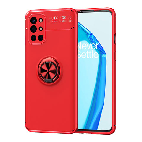 Coque Ultra Fine Silicone Souple Housse Etui avec Support Bague Anneau Aimante Magnetique SD1 pour OnePlus 9R 5G Rouge