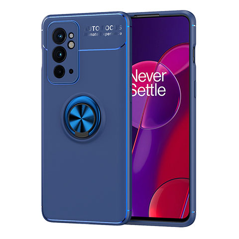 Coque Ultra Fine Silicone Souple Housse Etui avec Support Bague Anneau Aimante Magnetique SD1 pour OnePlus 9RT 5G Bleu