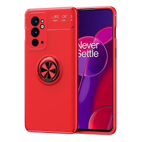 Coque Ultra Fine Silicone Souple Housse Etui avec Support Bague Anneau Aimante Magnetique SD1 pour OnePlus 9RT 5G Rouge