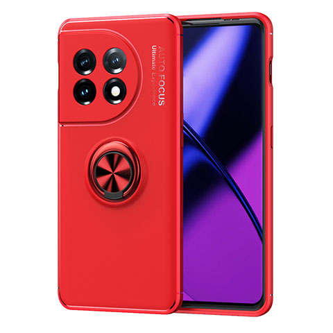 Coque Ultra Fine Silicone Souple Housse Etui avec Support Bague Anneau Aimante Magnetique SD1 pour OnePlus Ace 2 5G Rouge