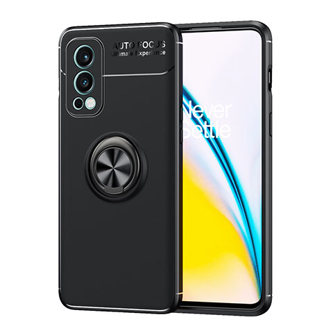 Coque Ultra Fine Silicone Souple Housse Etui avec Support Bague Anneau Aimante Magnetique SD1 pour OnePlus Nord 2 5G Noir