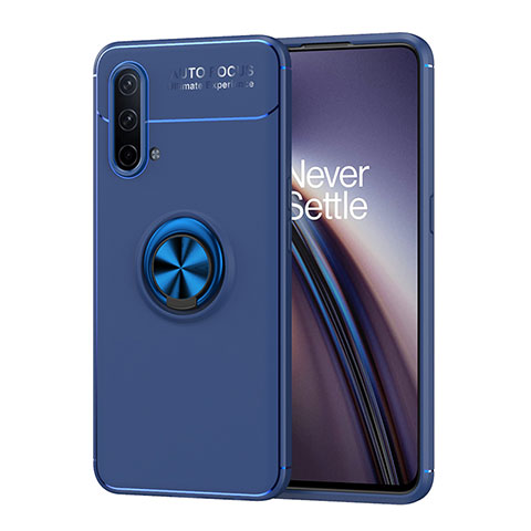 Coque Ultra Fine Silicone Souple Housse Etui avec Support Bague Anneau Aimante Magnetique SD1 pour OnePlus Nord CE 5G Bleu