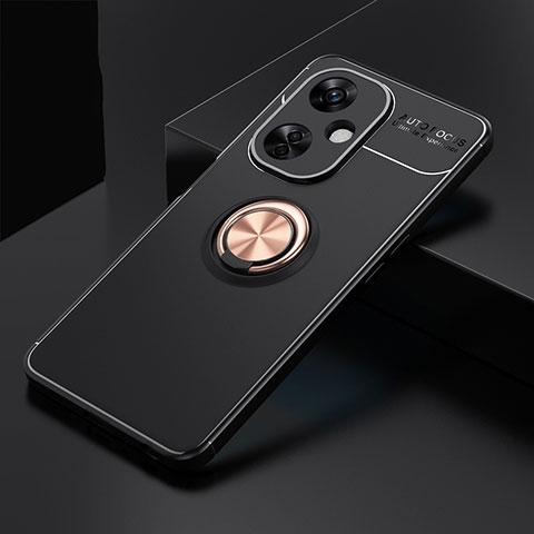 Coque Ultra Fine Silicone Souple Housse Etui avec Support Bague Anneau Aimante Magnetique SD1 pour OnePlus Nord N30 5G Or et Noir