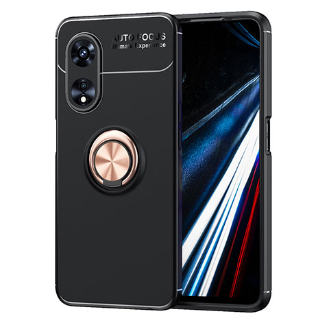 Coque Ultra Fine Silicone Souple Housse Etui avec Support Bague Anneau Aimante Magnetique SD1 pour Oppo A18 Or et Noir