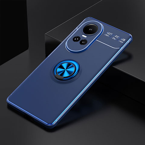 Coque Ultra Fine Silicone Souple Housse Etui avec Support Bague Anneau Aimante Magnetique SD1 pour Oppo Reno10 5G Bleu