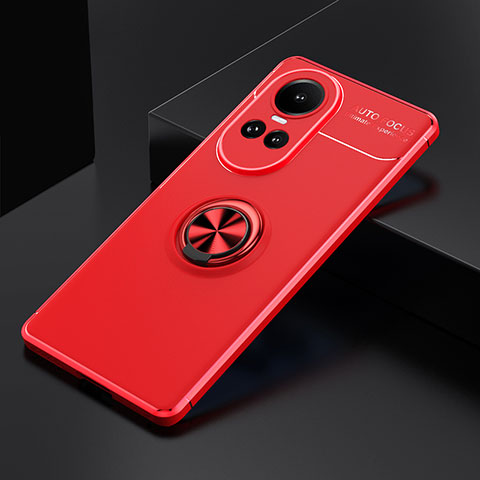 Coque Ultra Fine Silicone Souple Housse Etui avec Support Bague Anneau Aimante Magnetique SD1 pour Oppo Reno10 Pro 5G Rouge