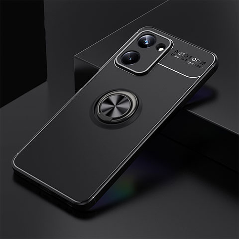 Coque Ultra Fine Silicone Souple Housse Etui avec Support Bague Anneau Aimante Magnetique SD1 pour Realme 10 Pro 5G Noir