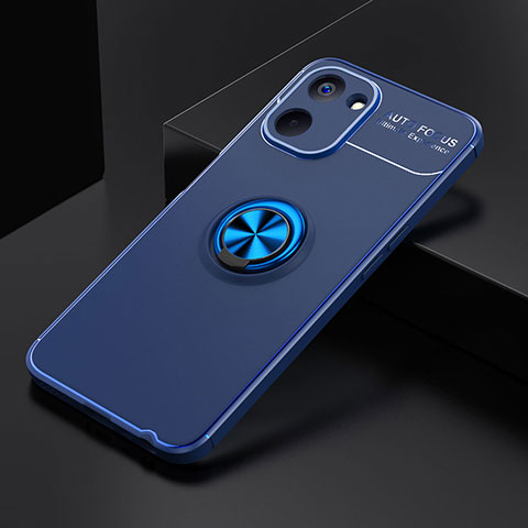 Coque Ultra Fine Silicone Souple Housse Etui avec Support Bague Anneau Aimante Magnetique SD1 pour Realme 10S 5G Bleu