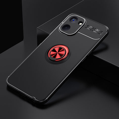 Coque Ultra Fine Silicone Souple Housse Etui avec Support Bague Anneau Aimante Magnetique SD1 pour Realme 10S 5G Rouge et Noir