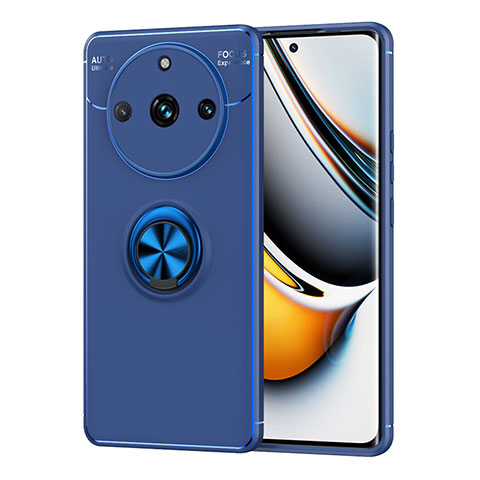 Coque Ultra Fine Silicone Souple Housse Etui avec Support Bague Anneau Aimante Magnetique SD1 pour Realme 11 Pro+ Plus 5G Bleu