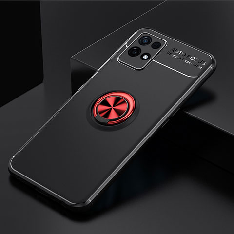 Coque Ultra Fine Silicone Souple Housse Etui avec Support Bague Anneau Aimante Magnetique SD1 pour Realme 8i Rouge et Noir