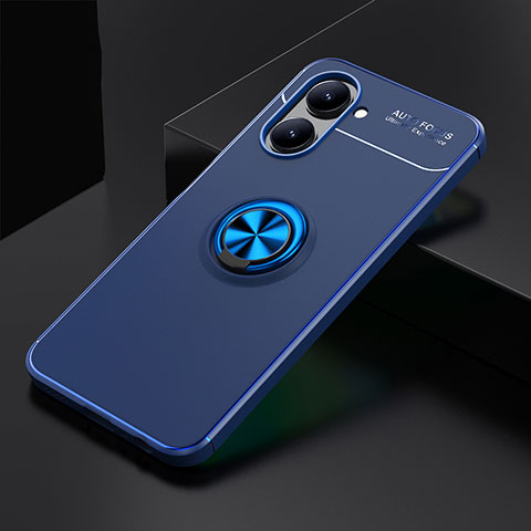 Coque Ultra Fine Silicone Souple Housse Etui avec Support Bague Anneau Aimante Magnetique SD1 pour Realme C33 (2023) Bleu