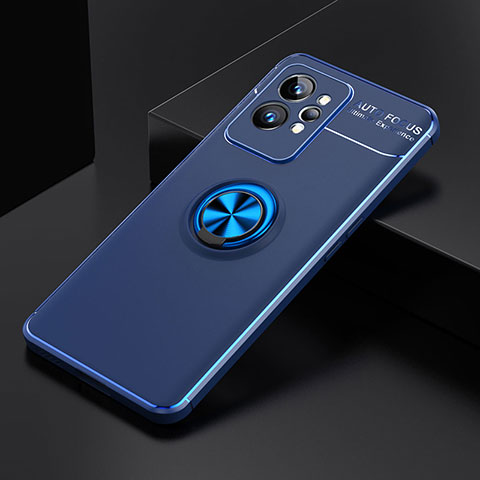 Coque Ultra Fine Silicone Souple Housse Etui avec Support Bague Anneau Aimante Magnetique SD1 pour Realme GT2 Pro 5G Bleu