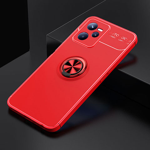 Coque Ultra Fine Silicone Souple Housse Etui avec Support Bague Anneau Aimante Magnetique SD1 pour Realme Narzo 50A Prime Rouge