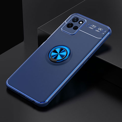 Coque Ultra Fine Silicone Souple Housse Etui avec Support Bague Anneau Aimante Magnetique SD1 pour Realme V11 5G Bleu