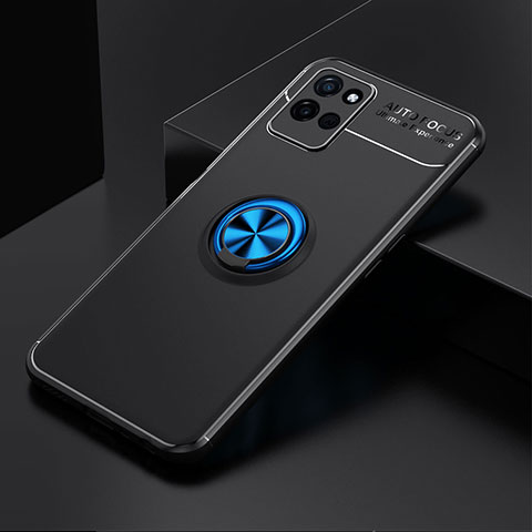 Coque Ultra Fine Silicone Souple Housse Etui avec Support Bague Anneau Aimante Magnetique SD1 pour Realme V11 5G Bleu et Noir