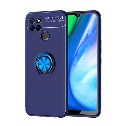 Coque Ultra Fine Silicone Souple Housse Etui avec Support Bague Anneau Aimante Magnetique SD1 pour Realme V3 5G Bleu