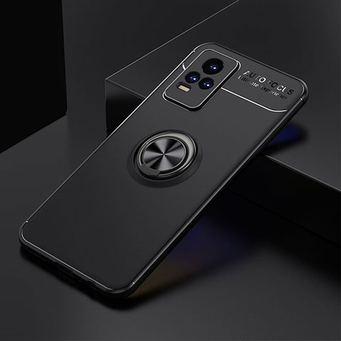 Coque Ultra Fine Silicone Souple Housse Etui avec Support Bague Anneau Aimante Magnetique SD1 pour Vivo V21e 4G Noir