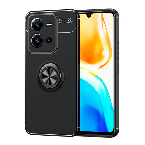 Coque Ultra Fine Silicone Souple Housse Etui avec Support Bague Anneau Aimante Magnetique SD1 pour Vivo V25 5G Noir