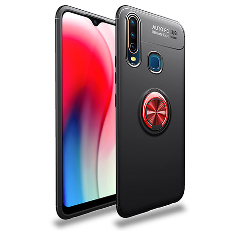 Coque Ultra Fine Silicone Souple Housse Etui avec Support Bague Anneau Aimante Magnetique SD1 pour Vivo Y12 Rouge et Noir