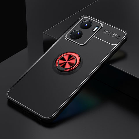 Coque Ultra Fine Silicone Souple Housse Etui avec Support Bague Anneau Aimante Magnetique SD1 pour Vivo Y16 Rouge et Noir