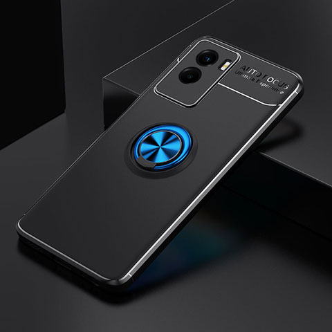 Coque Ultra Fine Silicone Souple Housse Etui avec Support Bague Anneau Aimante Magnetique SD1 pour Vivo Y72t Bleu et Noir