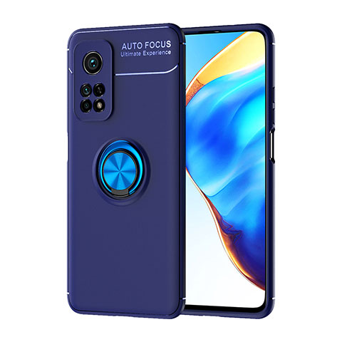 Coque Ultra Fine Silicone Souple Housse Etui avec Support Bague Anneau Aimante Magnetique SD1 pour Xiaomi Mi 10T 5G Bleu