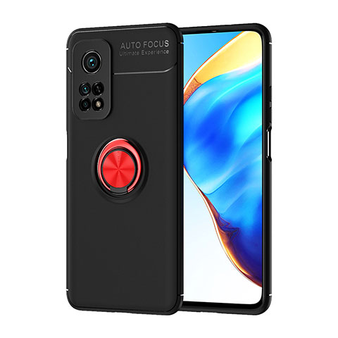 Coque Ultra Fine Silicone Souple Housse Etui avec Support Bague Anneau Aimante Magnetique SD1 pour Xiaomi Mi 10T Pro 5G Rouge et Noir