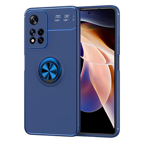 Coque Ultra Fine Silicone Souple Housse Etui avec Support Bague Anneau Aimante Magnetique SD1 pour Xiaomi Mi 11i 5G (2022) Bleu