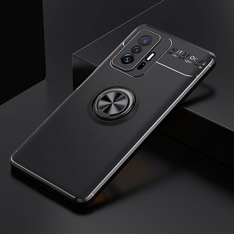 Coque Ultra Fine Silicone Souple Housse Etui avec Support Bague Anneau Aimante Magnetique SD1 pour Xiaomi Mi 11T 5G Noir