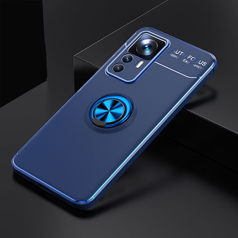 Coque Ultra Fine Silicone Souple Housse Etui avec Support Bague Anneau Aimante Magnetique SD1 pour Xiaomi Mi 12T 5G Bleu