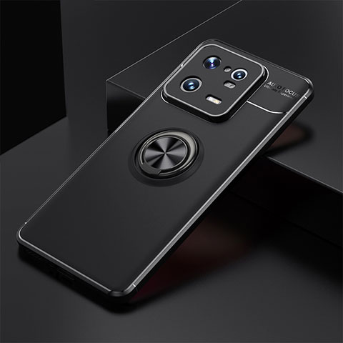 Coque Ultra Fine Silicone Souple Housse Etui avec Support Bague Anneau Aimante Magnetique SD1 pour Xiaomi Mi 13 Pro 5G Noir