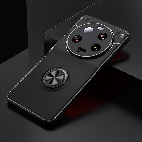 Coque Ultra Fine Silicone Souple Housse Etui avec Support Bague Anneau Aimante Magnetique SD1 pour Xiaomi Mi 13 Ultra 5G Noir