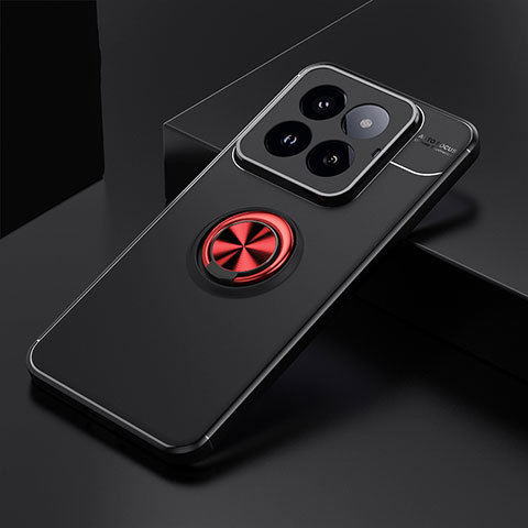 Coque Ultra Fine Silicone Souple Housse Etui avec Support Bague Anneau Aimante Magnetique SD1 pour Xiaomi Mi 14 5G Rouge et Noir