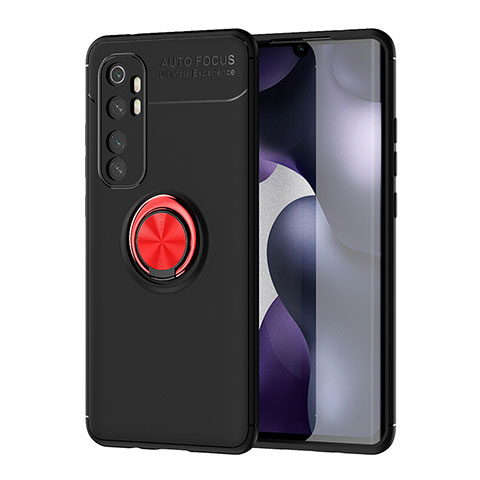 Coque Ultra Fine Silicone Souple Housse Etui avec Support Bague Anneau Aimante Magnetique SD1 pour Xiaomi Mi Note 10 Lite Rouge et Noir