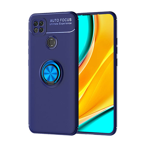 Coque Ultra Fine Silicone Souple Housse Etui avec Support Bague Anneau Aimante Magnetique SD1 pour Xiaomi POCO C3 Bleu