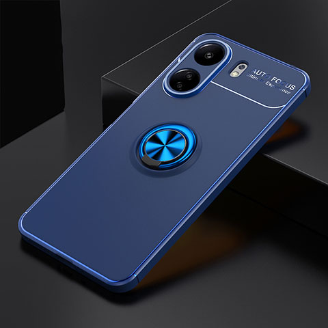 Coque Ultra Fine Silicone Souple Housse Etui avec Support Bague Anneau Aimante Magnetique SD1 pour Xiaomi Poco C65 Bleu